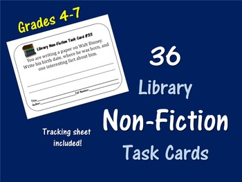 Preview of 36 Non-Fiction Book Task Cards--Library Activity!
