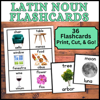 Preview of 36 Nouns Latin Language Flashcards  - Flash Cards Vocabulary Words with Pictures