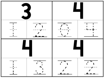 36 Part-Whole Numbers 1-10 4x5 Tracing Cards. PreK-Kindergarten Math.