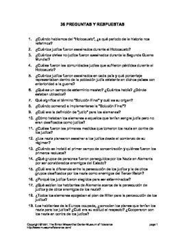 Preview of 36 Questions about the Holocaust in Spanish