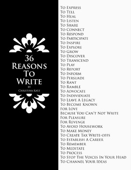 Preview of 36 Reasons To Write 8.5 x 11 Classroom Poster