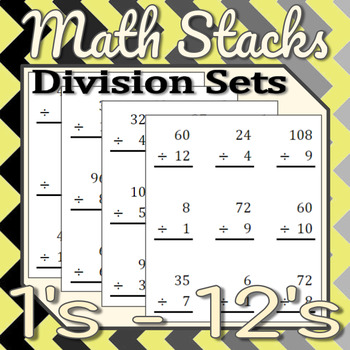 Preview of Division Sets | 1s through 12s | 36 Sets of 100 Problems