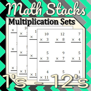 Preview of Multiplication Sets | 1s through 12s | 36 Sets of 100 Problems