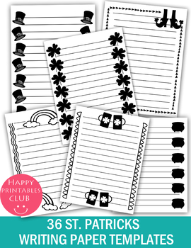 Preview of 36 St. Patricks Writing Paper Templates-St. Patricks Writing Black White Papers
