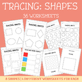 36 Tracing worksheets | SHAPES
