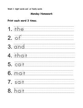 36 Week Grade 1 Word Study Homework Bundle by OneDerLand | TpT