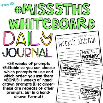 Preview of 36 Weeks of  Daily Journals (Morning Message Prompts)