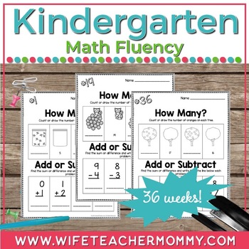 36 Weeks of Math Fluency Practice for Kindergarten PRINTABLE | TpT