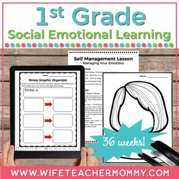 Preview of 36 Weeks of Social Emotional Learning (SEL) for 1st Grade PRINT + GOOGLE