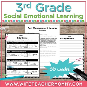 Preview of 36 Weeks of Social Emotional Learning (SEL) for 3rd Grade PRINTABLE