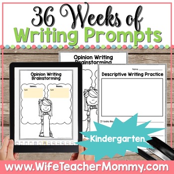 36 Weeks of Writing Prompts for Kindergarten GOOGLE + PRINTABLE BUNDLE