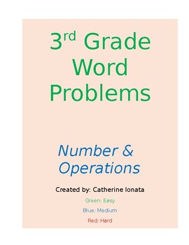 Preview of 36 Word Problems for 3rd Grade -- NO PREP / ANSWER KEY