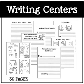 Preview of 36 Writing Prompt Papers {Writing Centers}