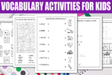 Vocabulary Worksheets For Kids, Word Search, Missing Lette