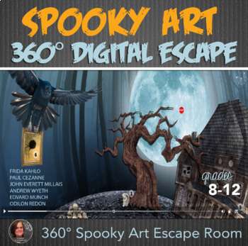 Preview of 360° Halloween Digital Escape ELA & Art: High School ELA Digital Escape Room