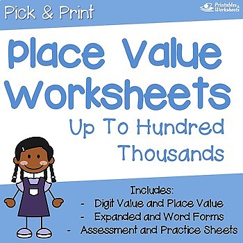 Preview of Place Value Through Hundred Thousand, Place Value to Hundred Thousand Worksheets
