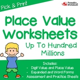 Place Value Through Hundred Millions Worksheets, 9 Digit P