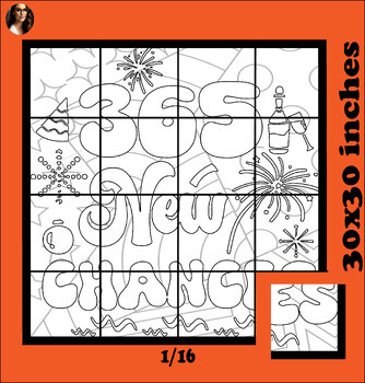 Preview of 365 NEW CHANCES new year pop art coloring Collaborative Poster Bulletin Board