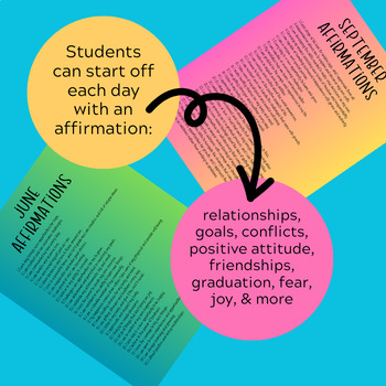 Preview of 366 Affirmations for Middle & HS Students: Confidence, Joy, Goals, & More