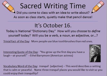 Preview of 366 Sacred Writing Time Slides -- For Writer's Notebooks & Journals