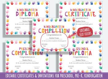 Preview of 37 Editable Pages of Completions, Diplomas, Certificates, & Invitations for Kids