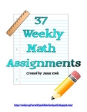 37 Weeks of Math Assignments (focus on 8th grade)