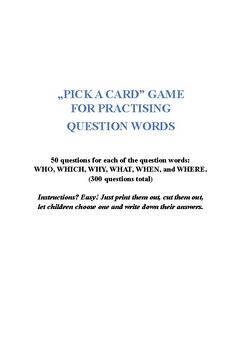 Preview of 37-page Question Word GAME SET for WH-questions (who which why what when where)