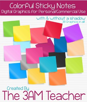 Preview of 38 Colorful Sticky Notes (Post-It Notes) for Commercial Use