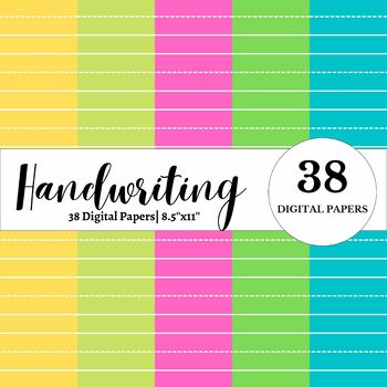 Preview of 38 Handwriting*Digital Color Paper Bundle 8.5'' x 11'' inches