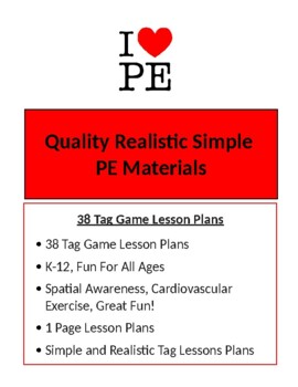 Preview of 38 Tag Game Lesson Plans, K-12 PE