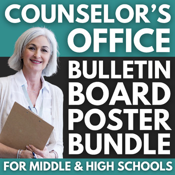 Preview of 380 School Counselor Office Bulletin Board Posters BUNDLE | Therapy Office Decor