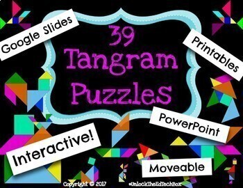 Preview of 39 Digital Moveable Tangram Puzzle Activities STEM Team Building Math