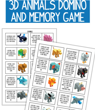 3d Animals Memory And Domino Game 2 Games In The Product Minecraft Style