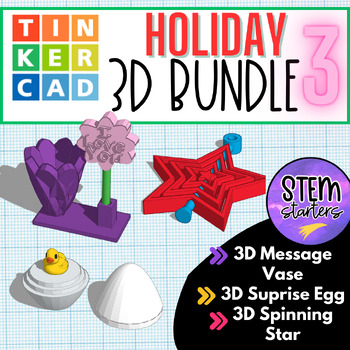 Preview of 3D *BUNDLE* Spring/Summer Holidays 3 Mini Bundle 3D Printing Tinkercad
