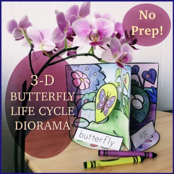 Preview of 3D BUTTERFLY LIFE CYCLE DIORAMA | Springtime Craft Printable Template Pop Up