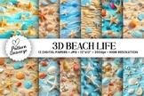 3D Beach Life Seamless Patterns