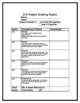 3d book report template