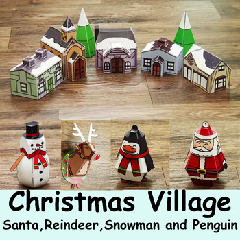 3D Buildings Paper model Building a Christmas Village(Santa,Reindeer ...