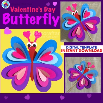 Download 3d Butterfly Valentines Day Craft Preschool Kindergarten Pre K First Spring