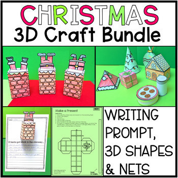 Preview of 3D Christmas Crafts Ornaments 3D Shapes Nets Santa Chimney 3rd, 4th, 5th, 6th