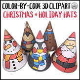 3D Color by Code Christmas Party Hat Clipart