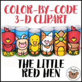 3D Color by Code Clipart The Little Red Hen