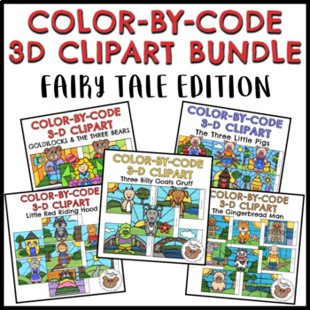 Preview of 3D Color by Code Fairy Tale Clipart BUNDLE