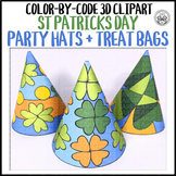 3D Color by Code Saint Patricks Day Hat and Treat Bag Clipart