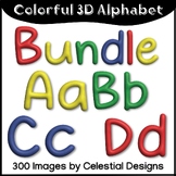 3D Colorful Alphabet Clip Art - Red, Yellow, Green, and Blue