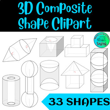 Preview of 3D Composite Shape Clipart - Cones, Spheres, Cylinders, Prisms, & Pyramids