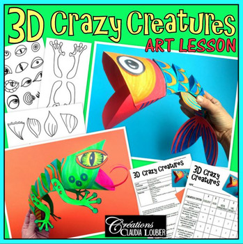 Preview of 3D Crazy Creatures - Art Lesson Plan