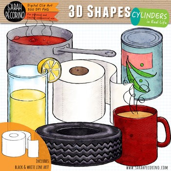 3D Cylinders in Real Life Clip Art by Sarah Pecorino Illustration