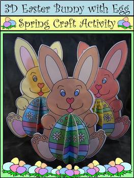 Preview of 3D Easter Crafts: 3D Easter Bunny with Easter Egg Craft Activity Packet