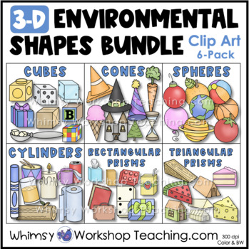 Preview of 3D Environmental Shapes In Every Day Life Geometry Clip Art 6Pack